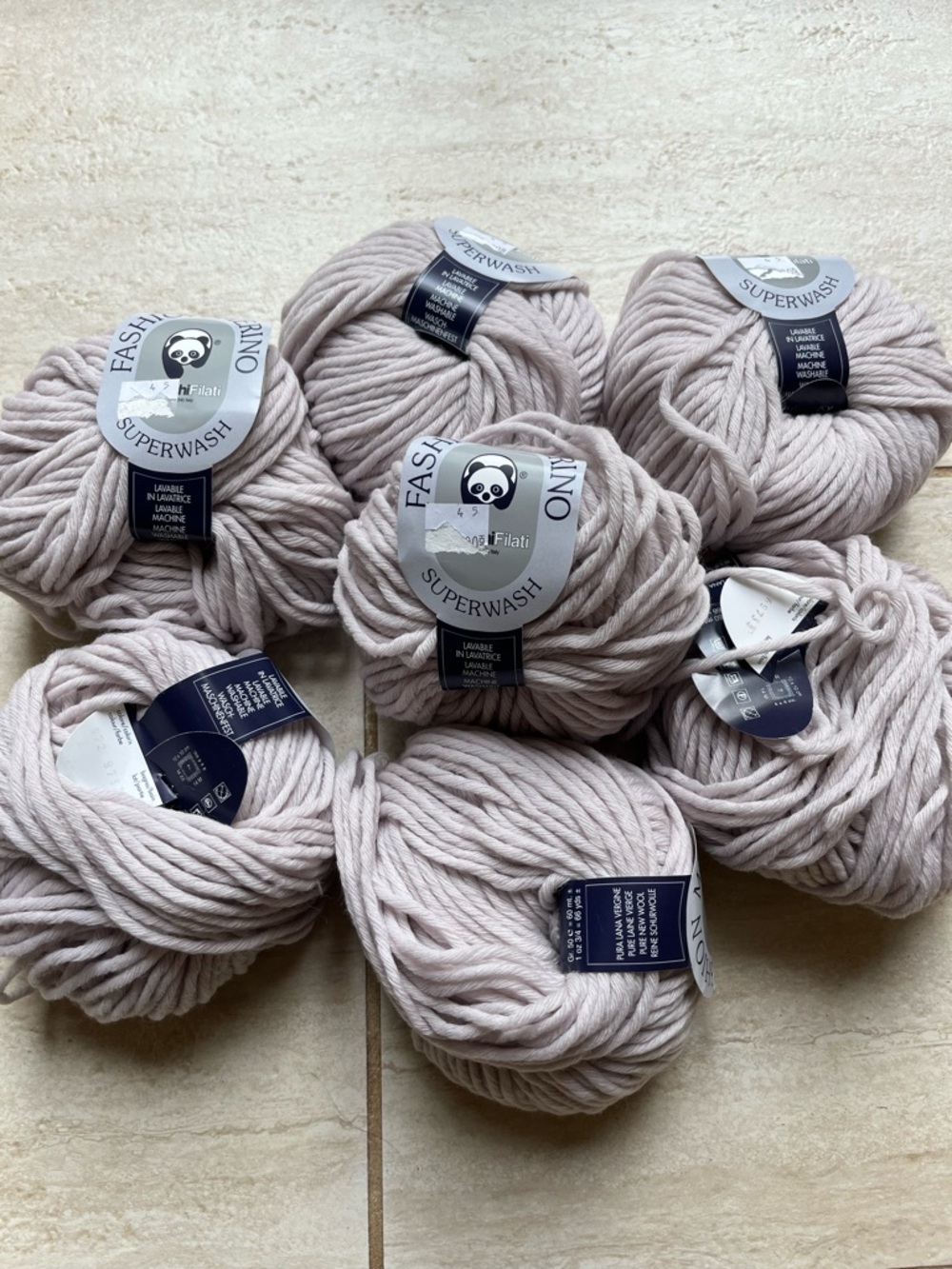 Ornaghi Filati Fashion Merino superwash wool light gray lot of 14 skeins 924 yds